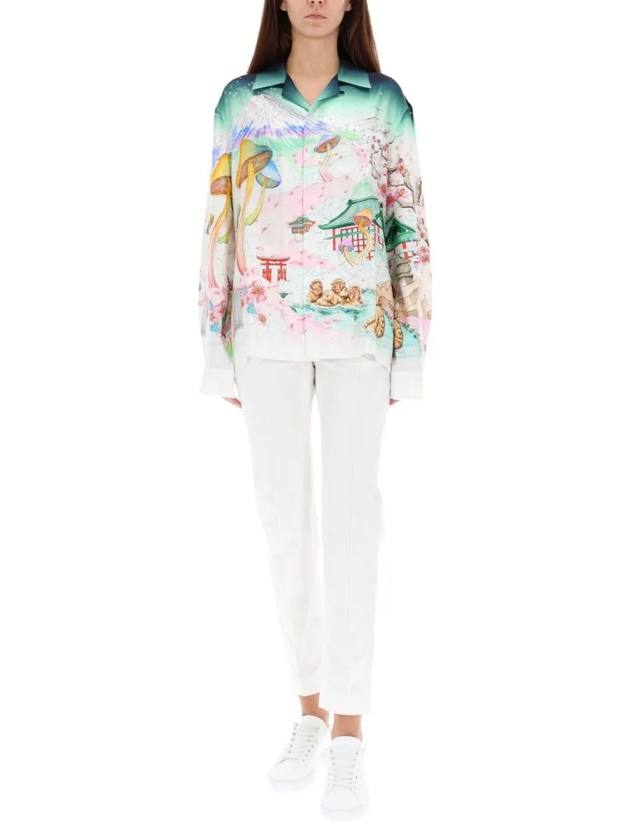 Flower Print Long-Sleeved Shirt