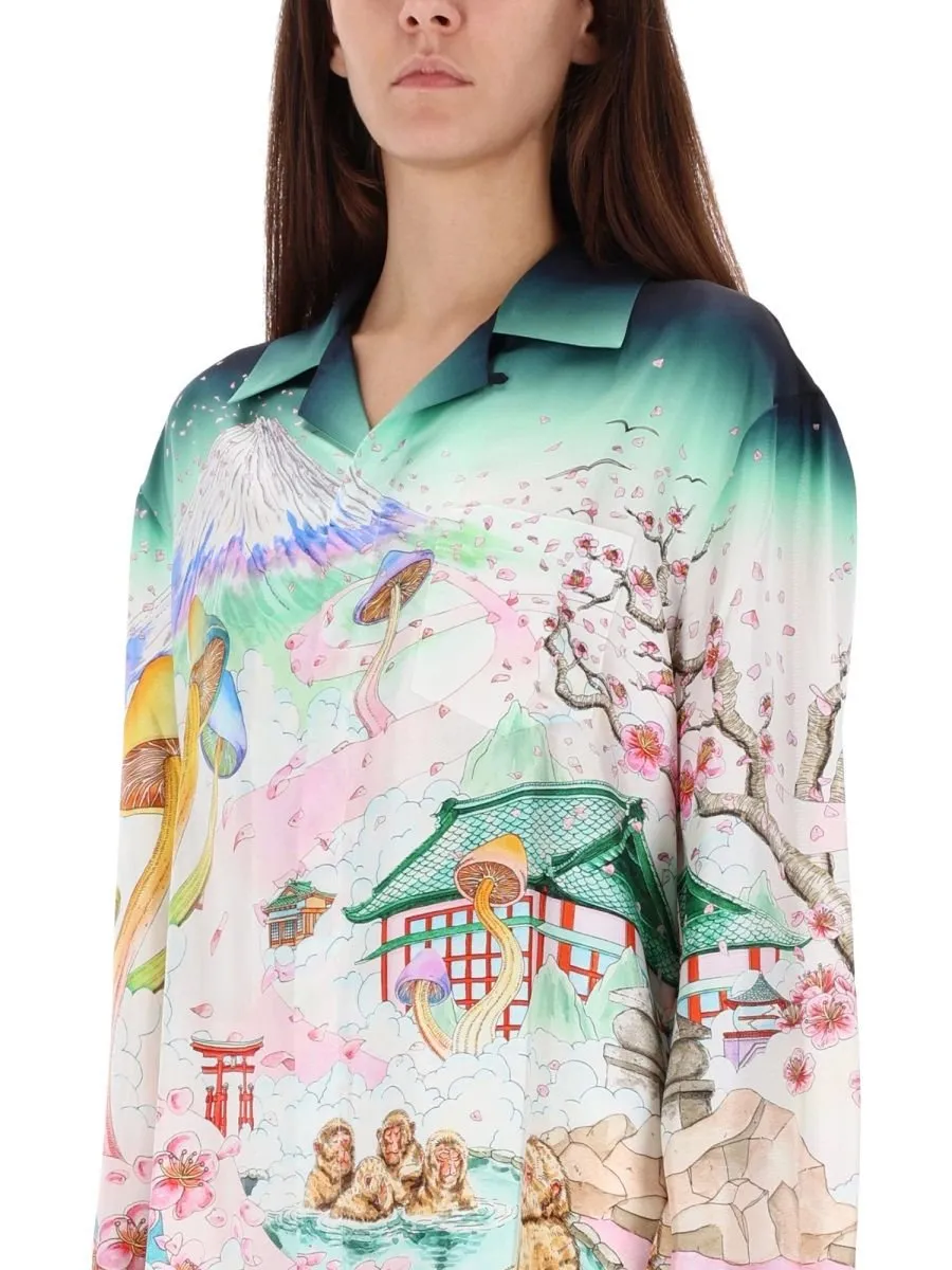 Flower Print Long-Sleeved Shirt