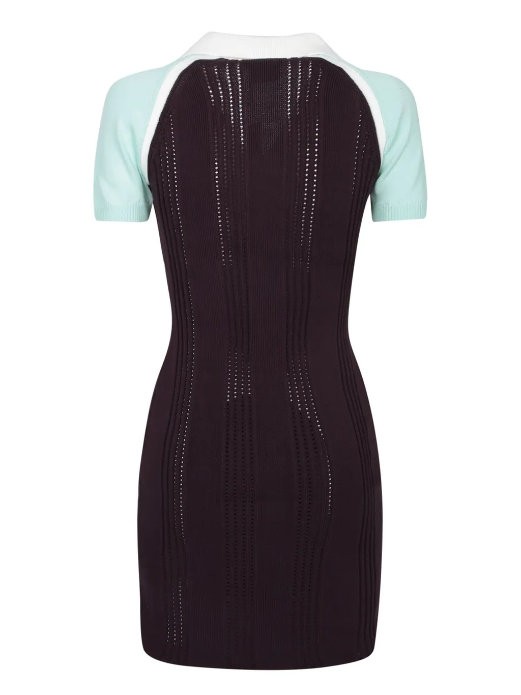 Short Sleeved Contrast Collar Ribbed Tennis Dress