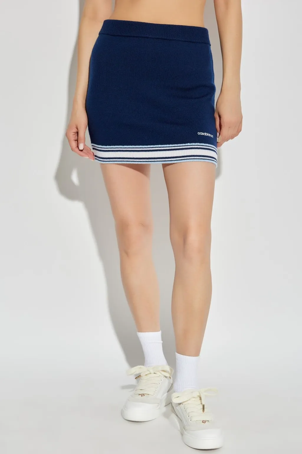 Logo Embroidered Knit Mini Skirt