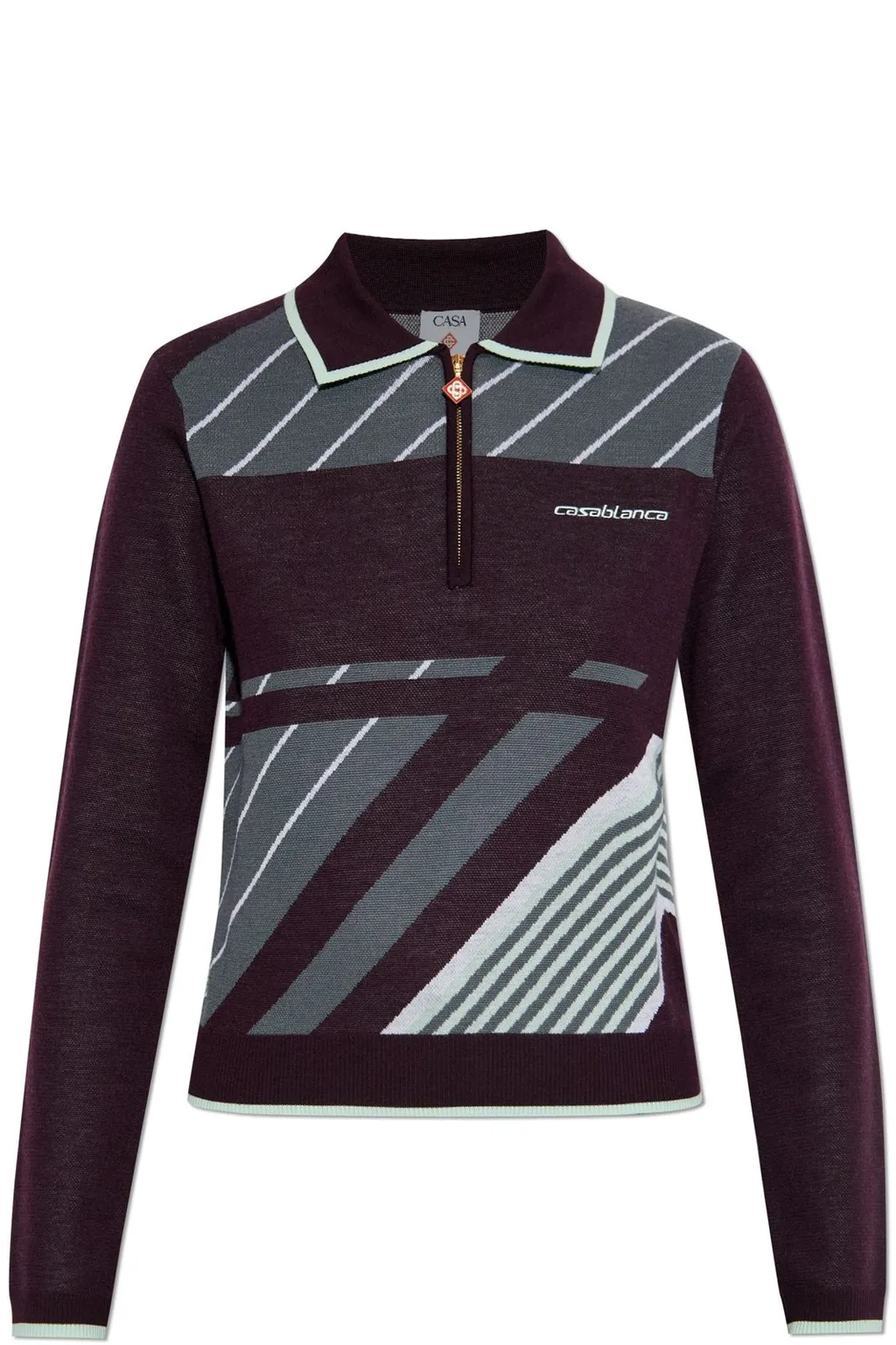 Diagonal Tennis Long Sleeve Polo Shirt