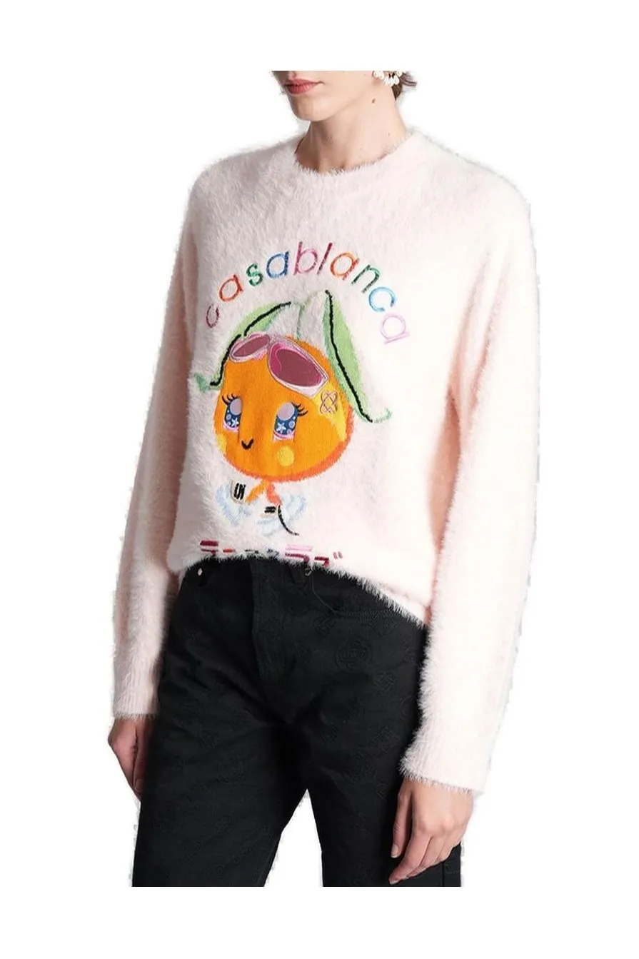 Logo-Embroidered Brushed Jumper