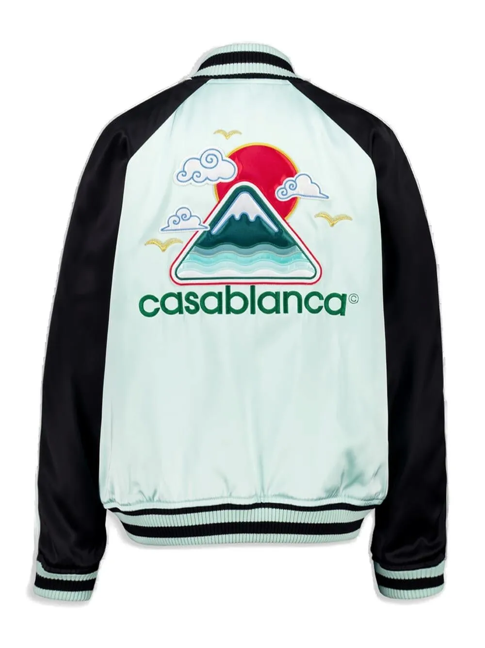Embroidered Satin Bomber Jacket