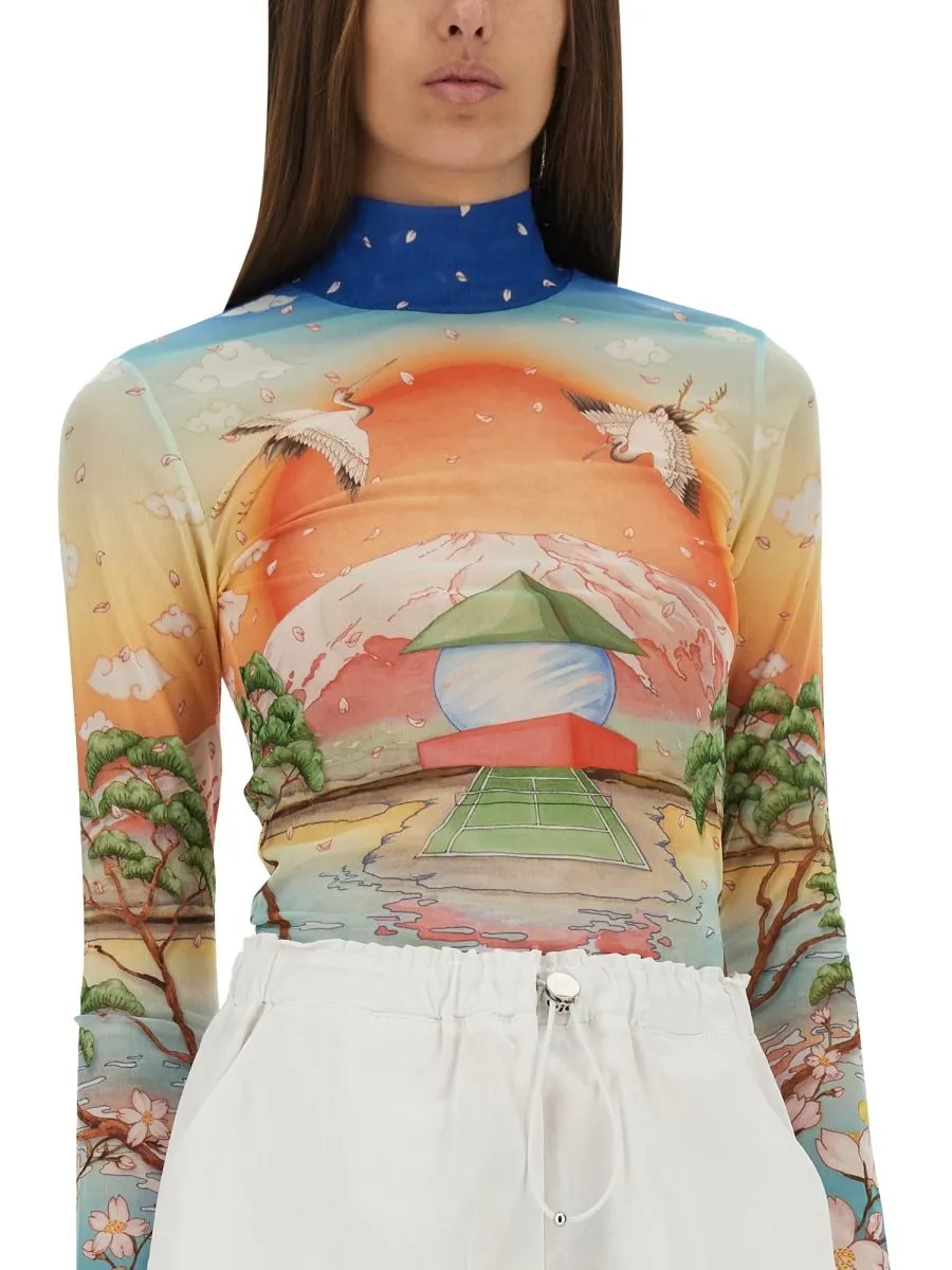 Long-Sleeved High-Neck Top