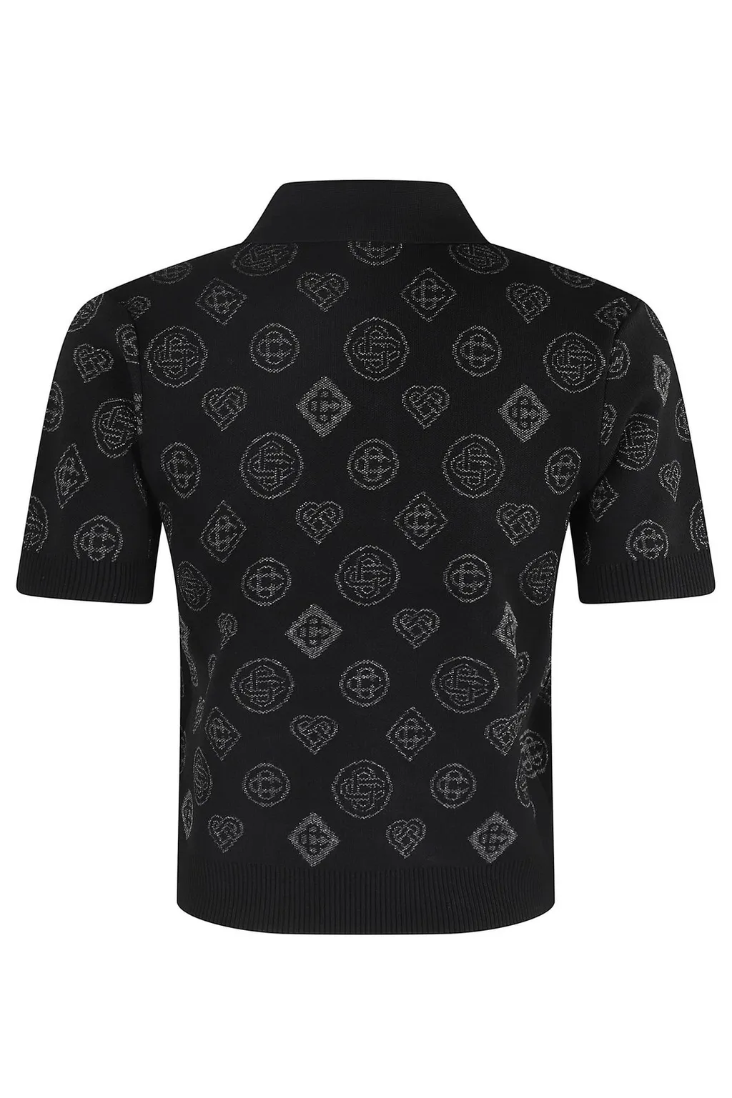 Logo Jacquard Knitted Polo Top