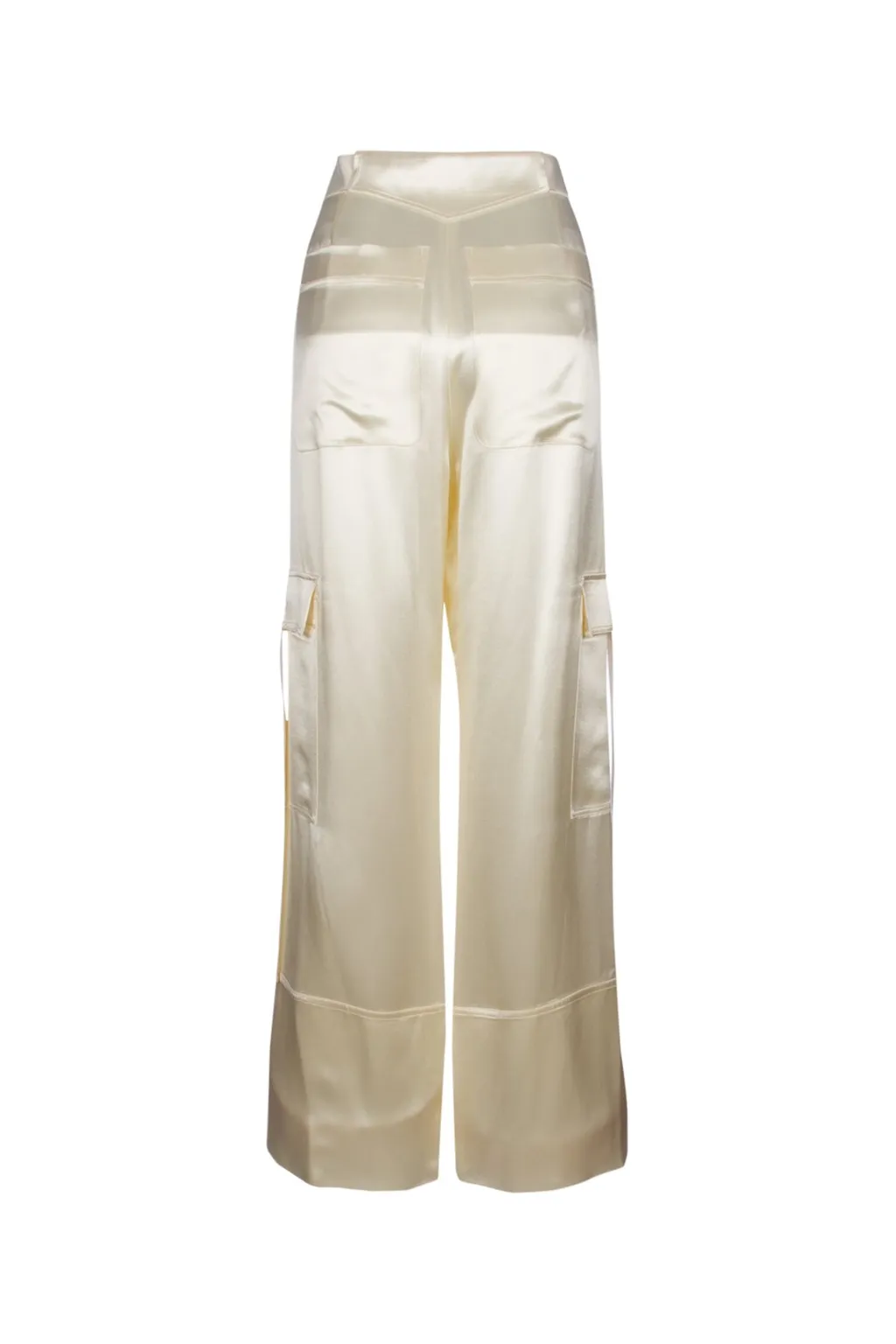 Satin Wide Leg Cargo Trousers