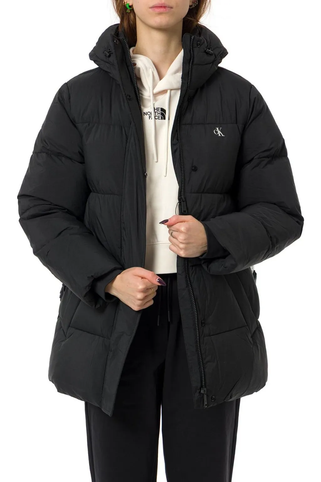 Logo Belt Hooded Puffer Jacket
