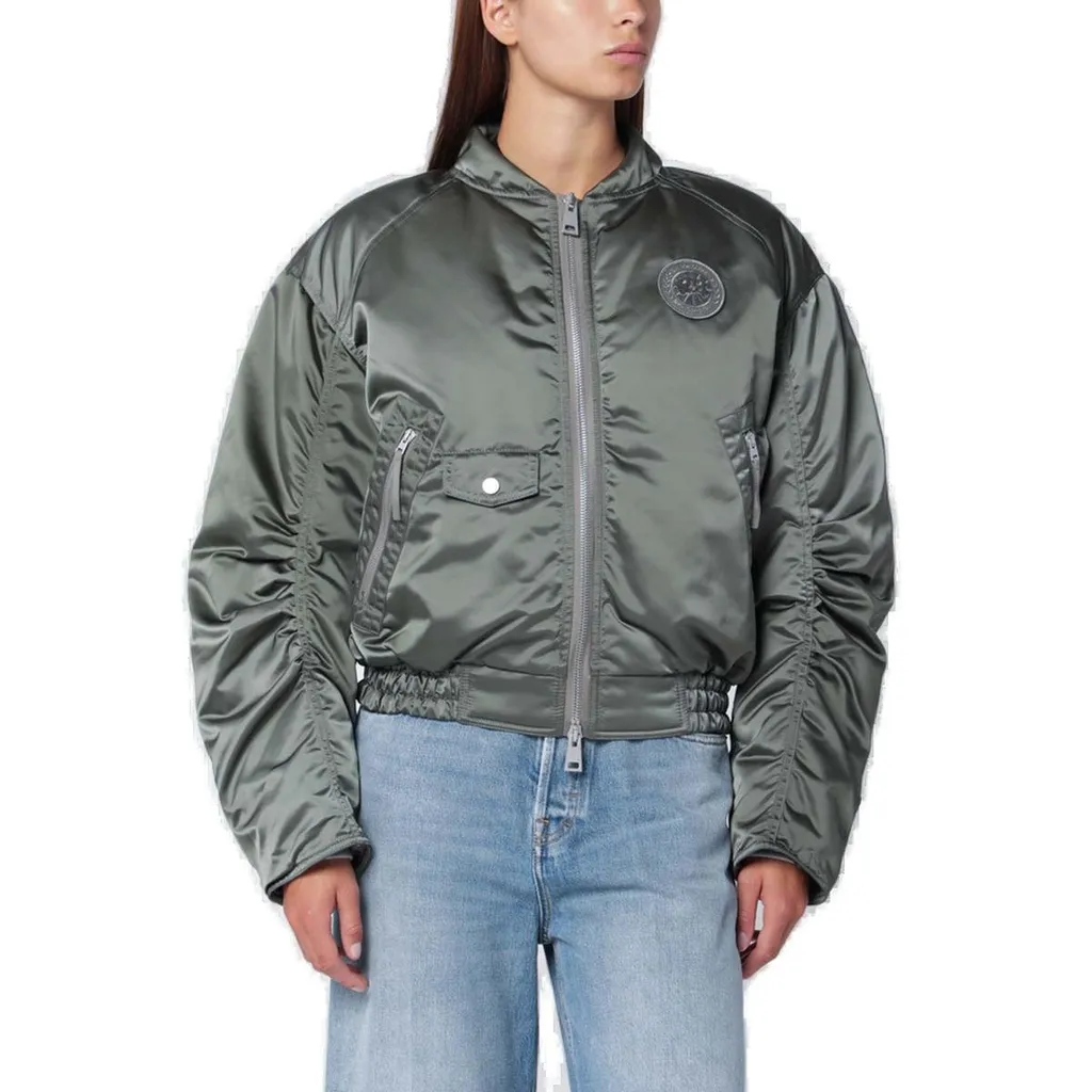 Jade Logo Patch Bomber Jacket