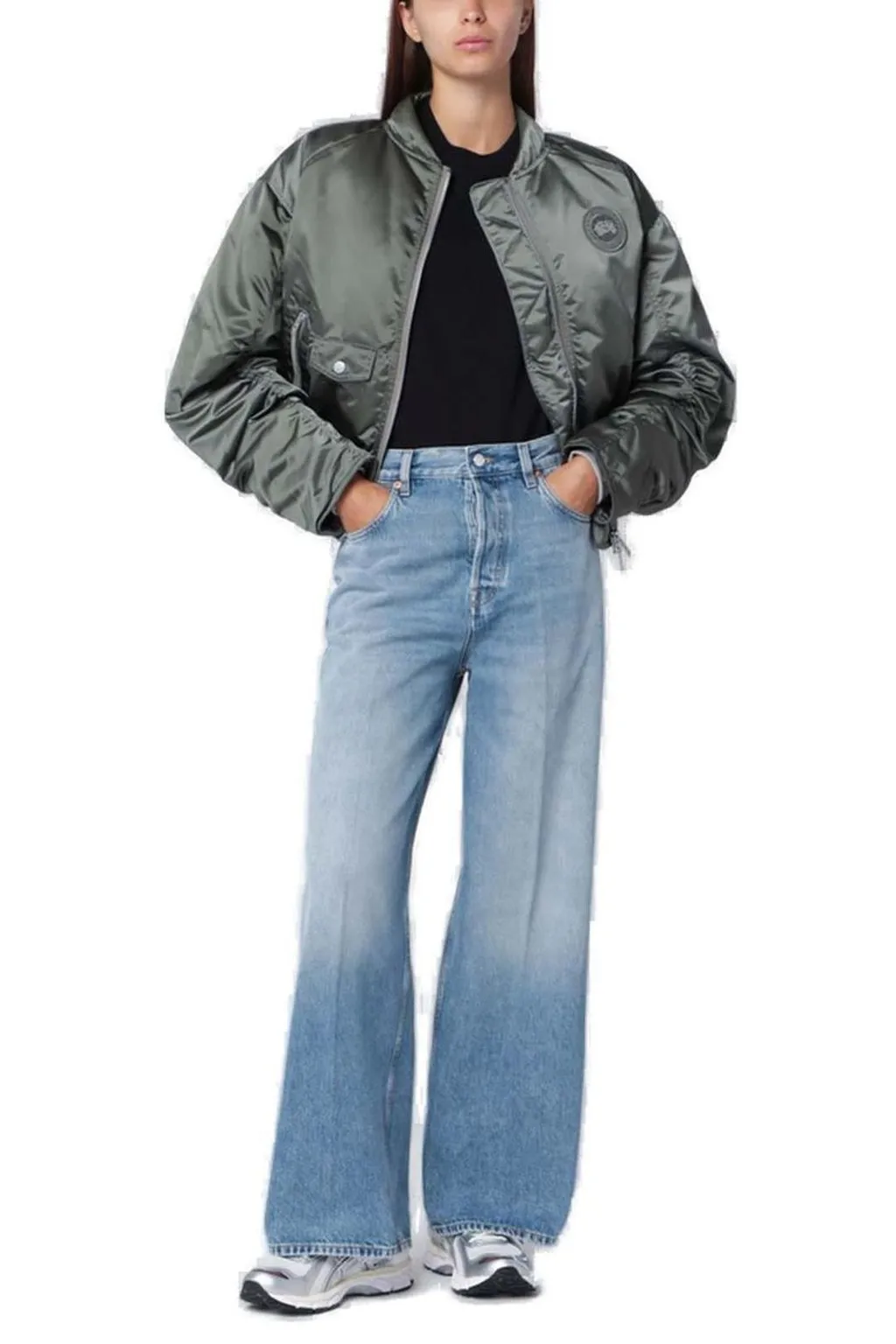 Jade Logo Patch Bomber Jacket