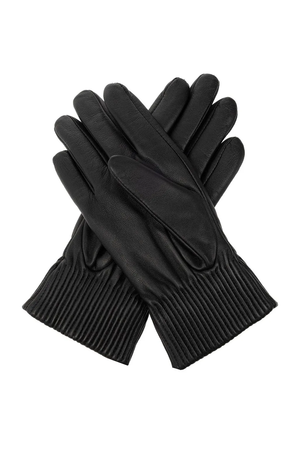 Logo Plaque Ribbed Gloves