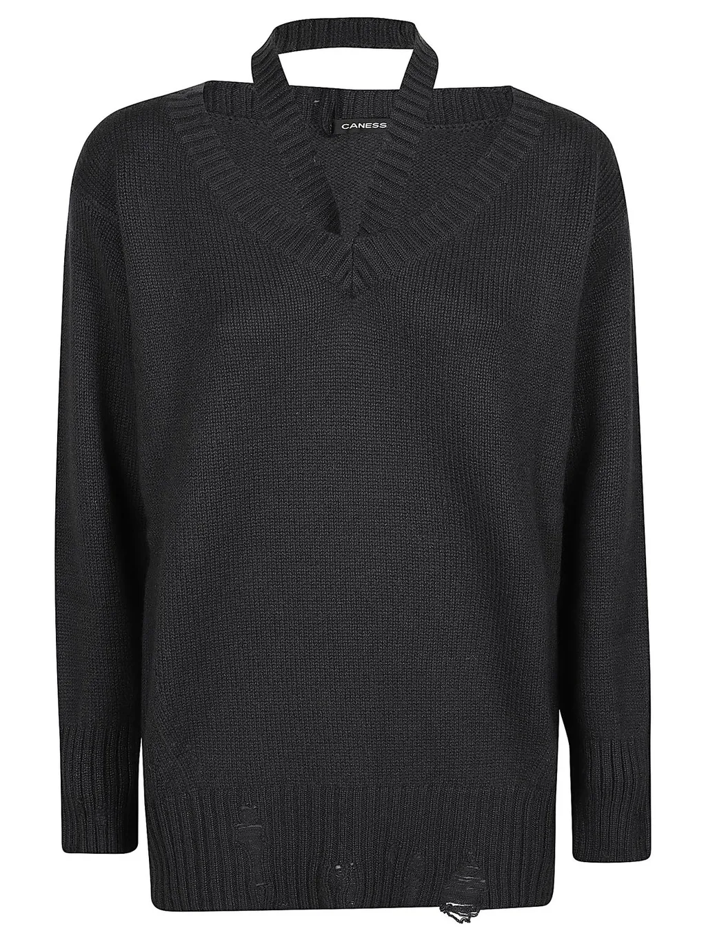 Distressed V-Neck Sweater
