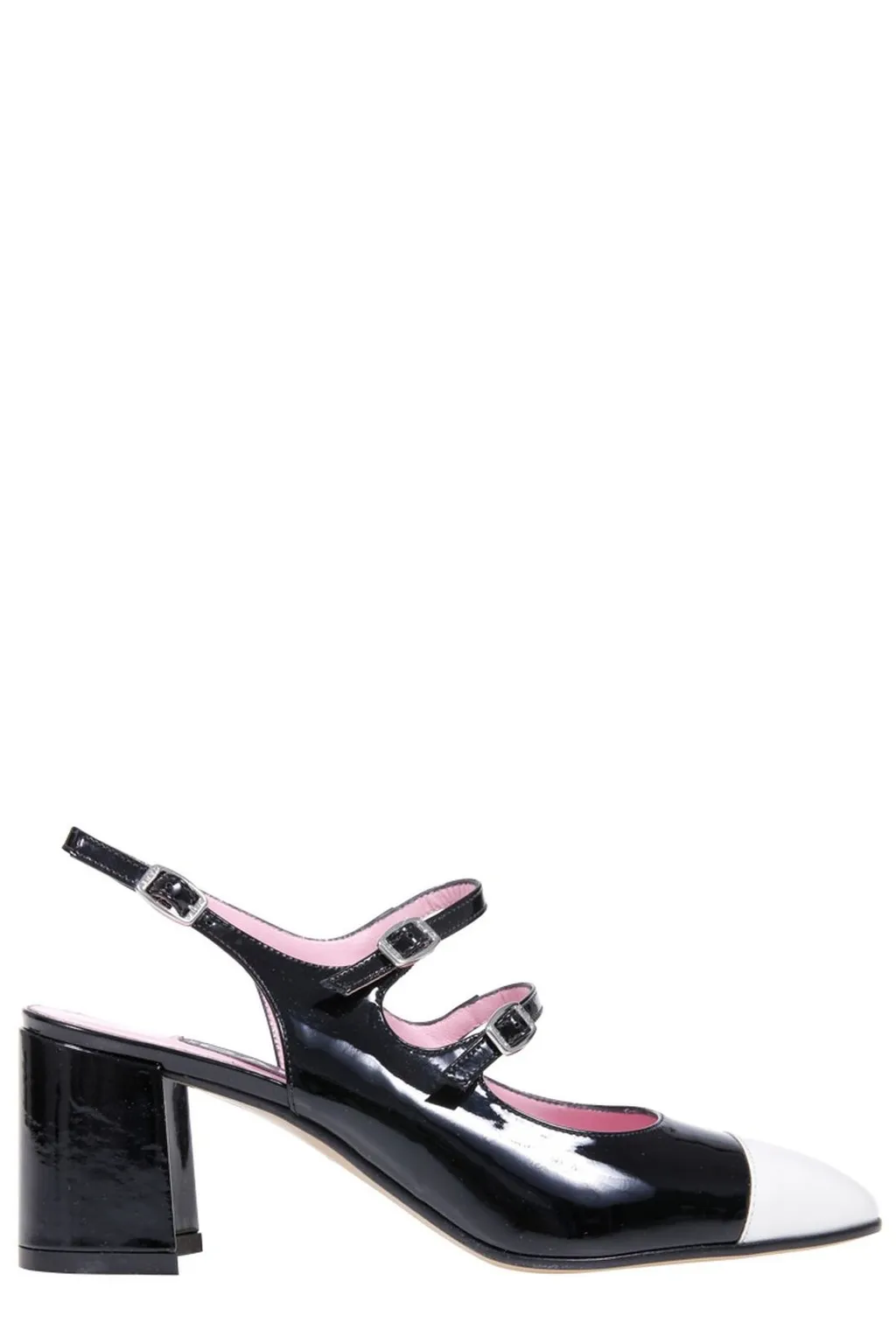 Papaya Two-Tone Buckled Pumps