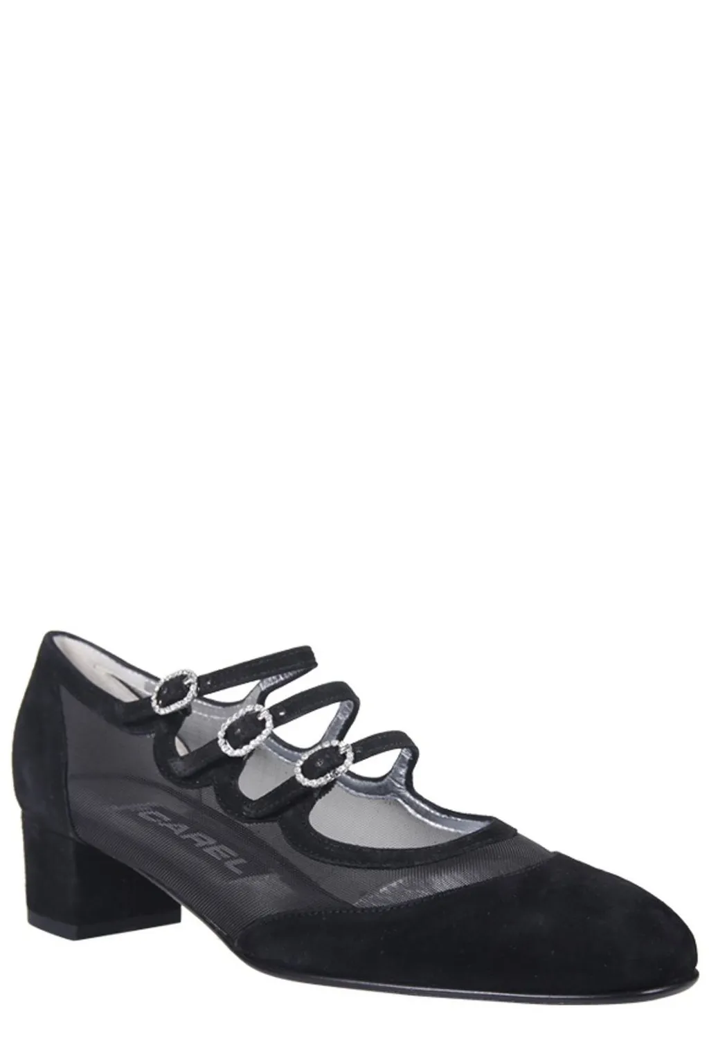 Mesh-Panelled Almond Toe Pumps