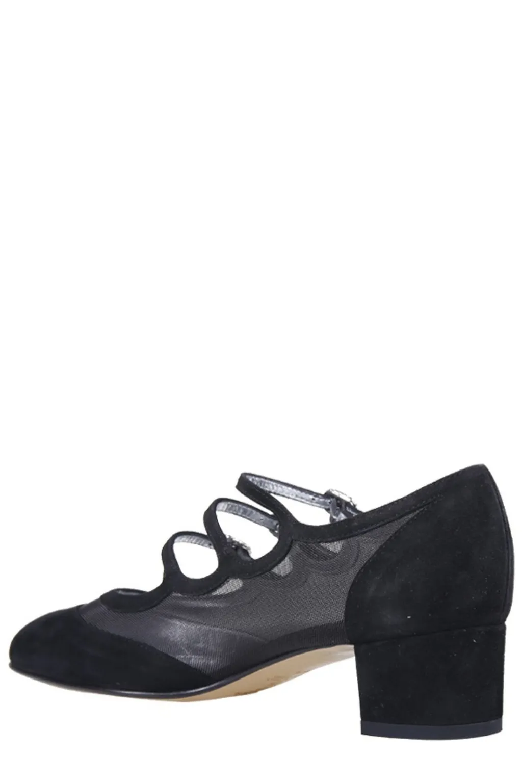 Mesh-Panelled Almond Toe Pumps
