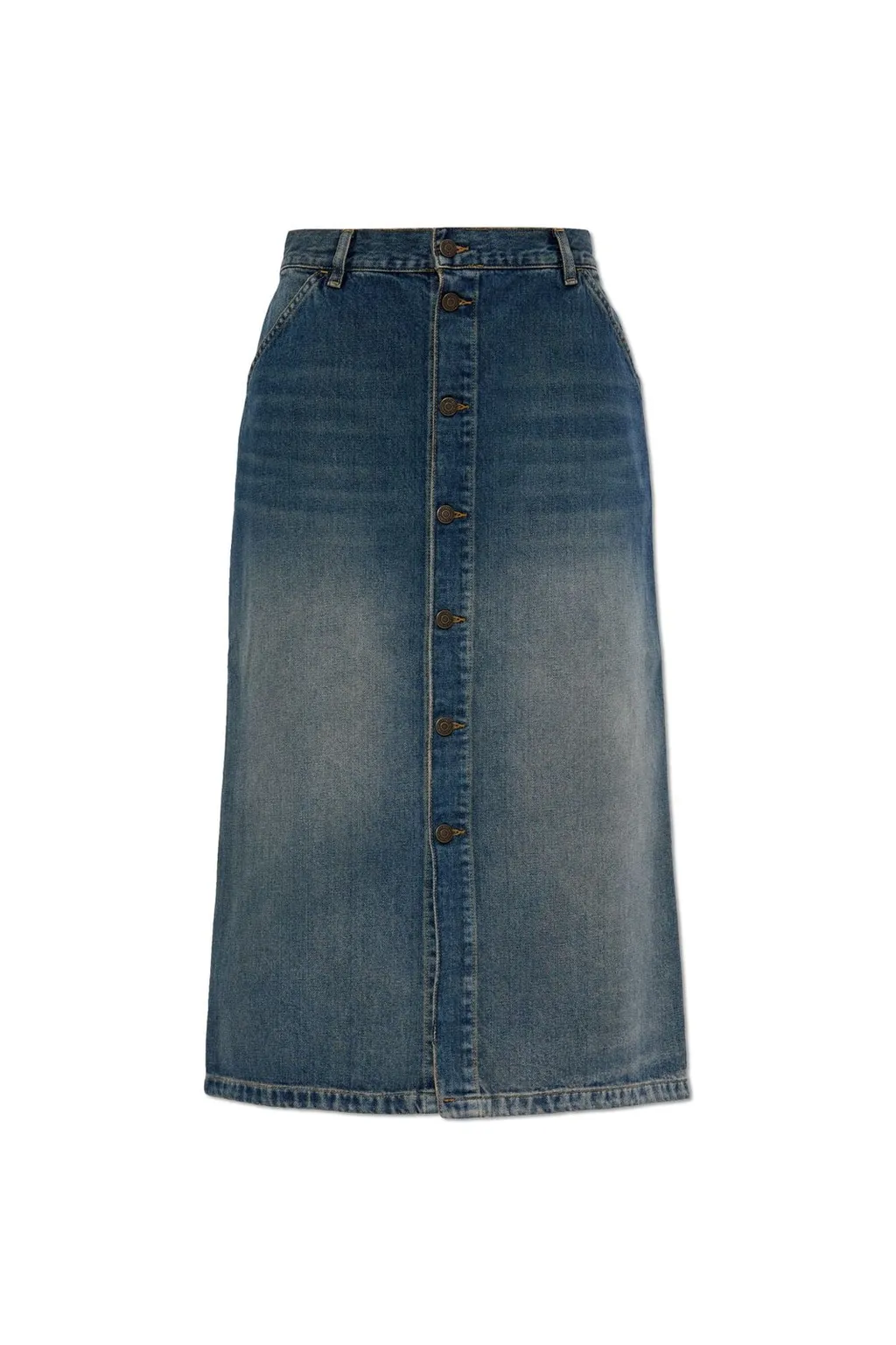 Button-Front Denim Skirt
