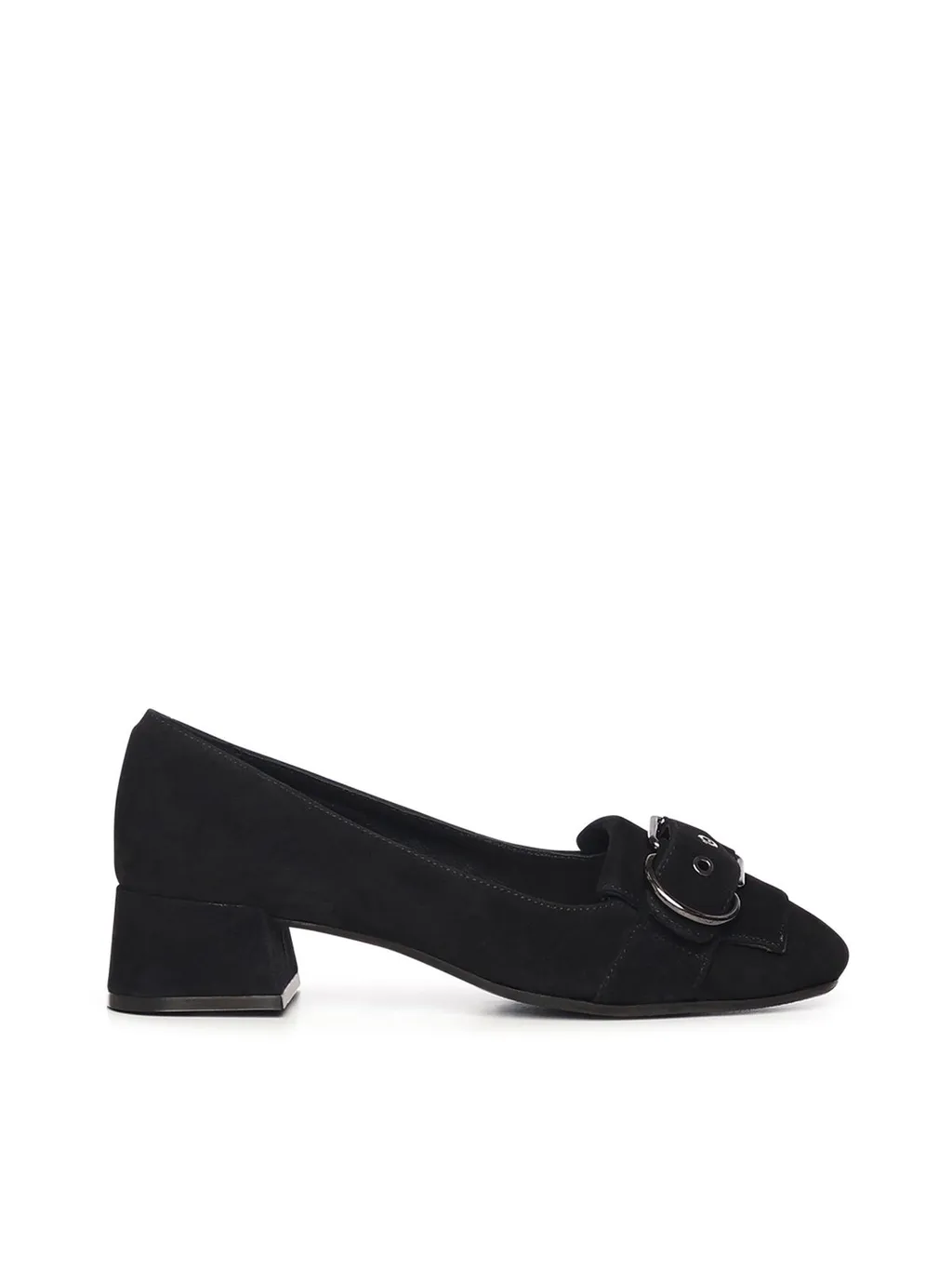 Metal Buckle Suede Pumps