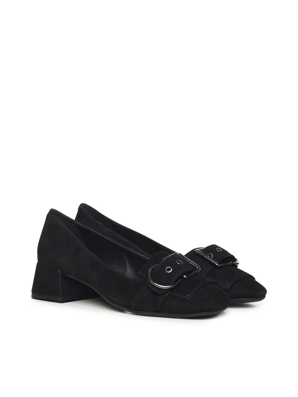 Metal Buckle Suede Pumps