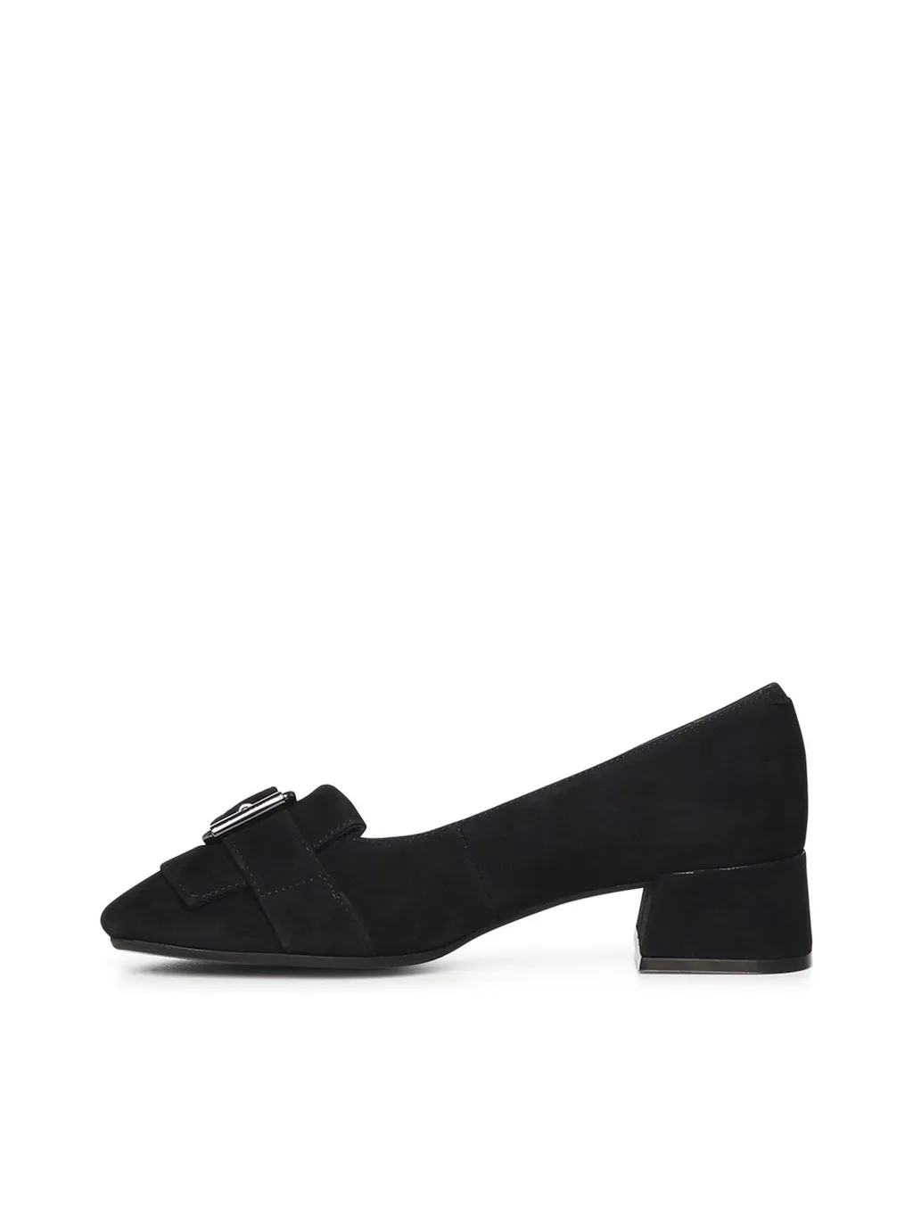 Metal Buckle Suede Pumps