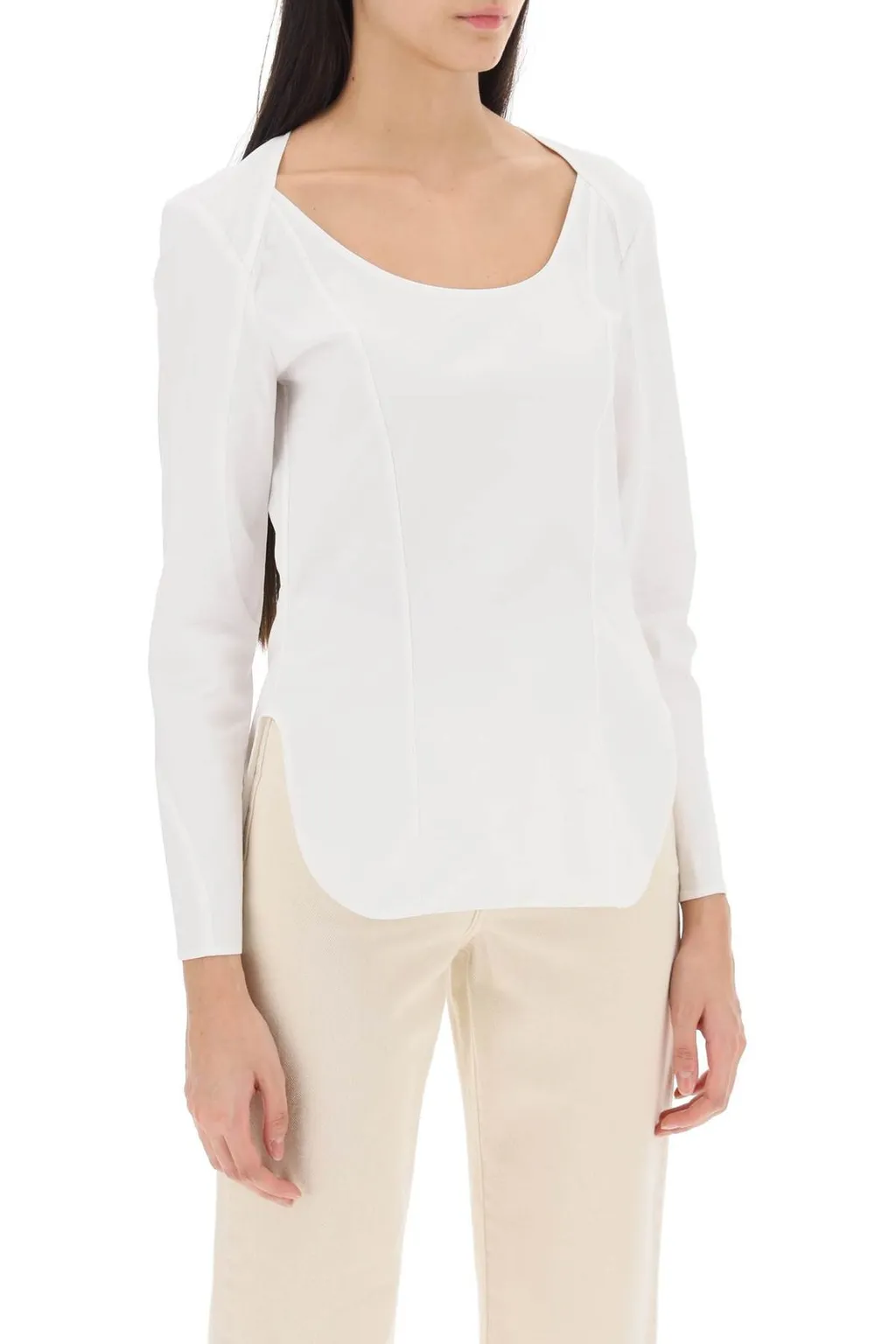 Crewneck Curved Hem Top