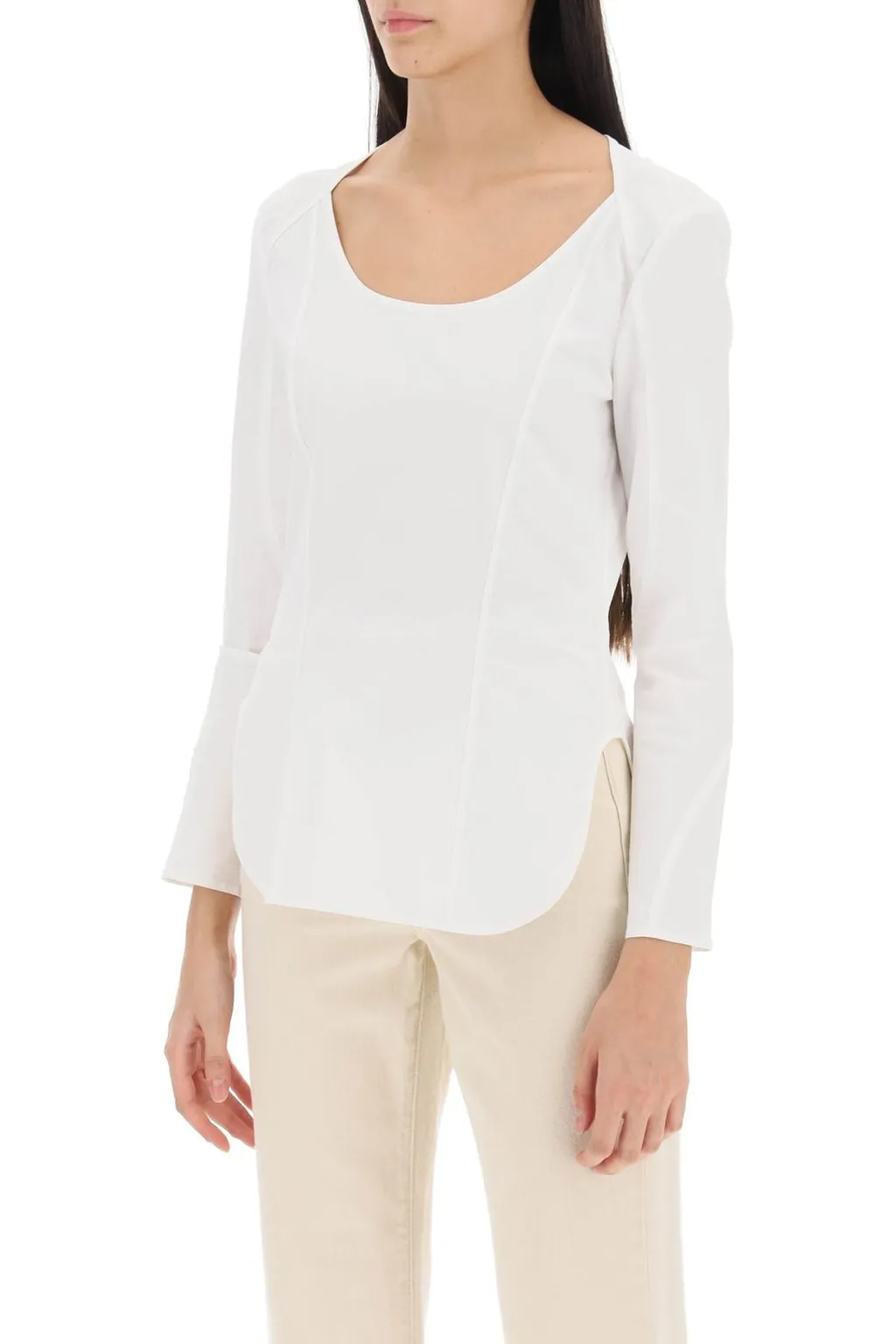 Crewneck Curved Hem Top