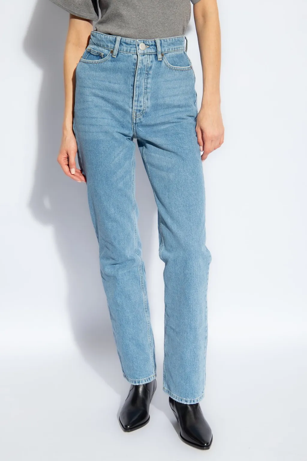 High-Waisted Straight Jeans