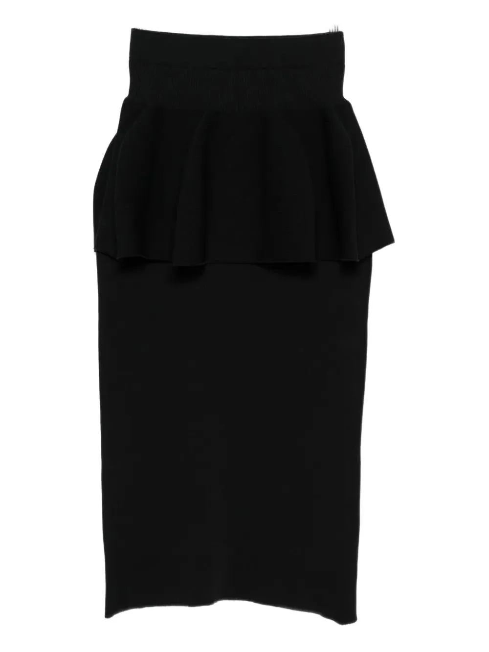 Ribbed Peplum Midi Skirt