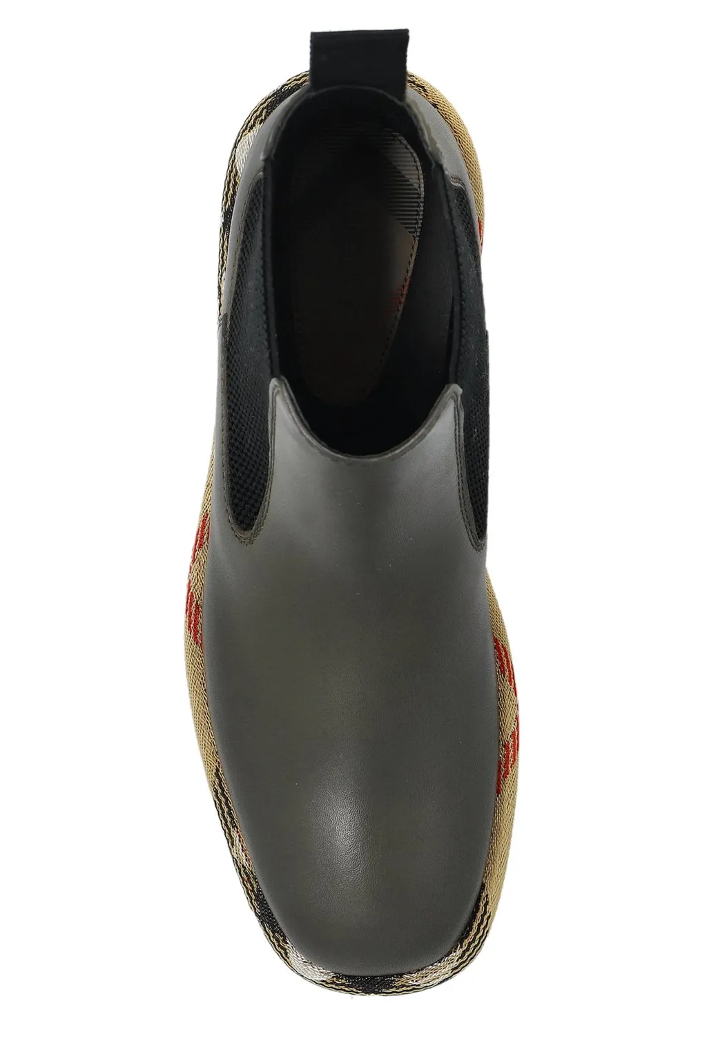 Checked-Trim Ankle Boots