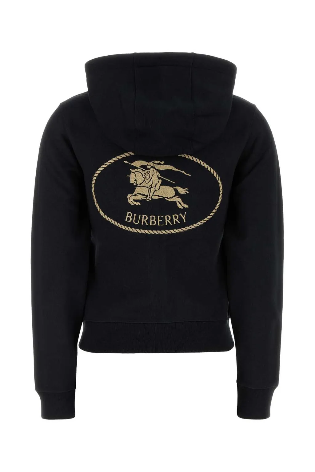 Logo Embroidered Zip-Up Drawstring Hoodie