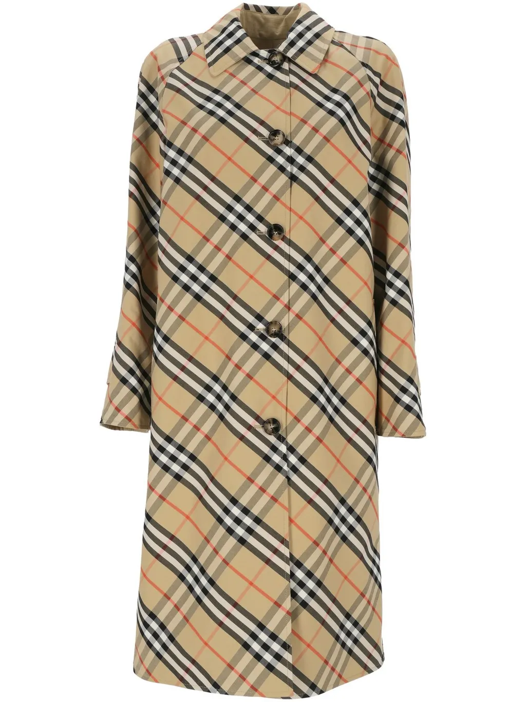 Singble Breasted Checked Trench Coat