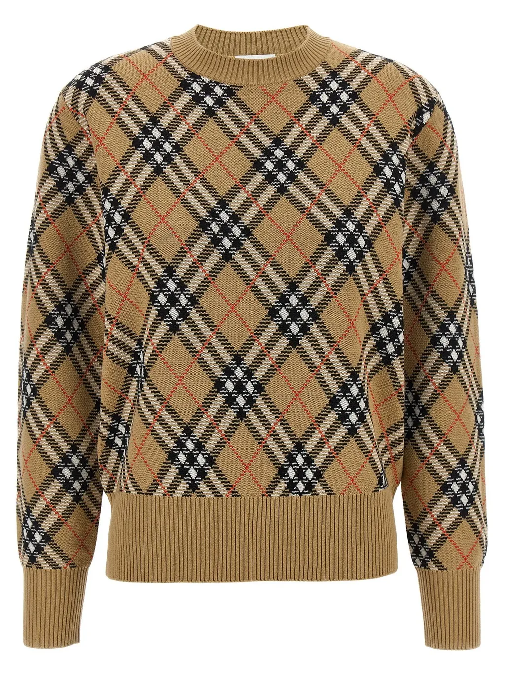 Crewneck Checked Knitted Jumper