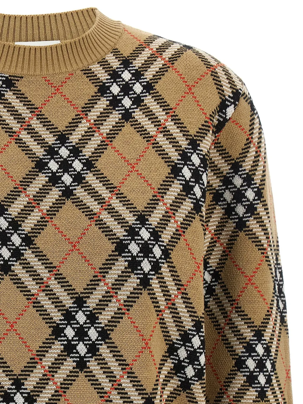 Crewneck Checked Knitted Jumper