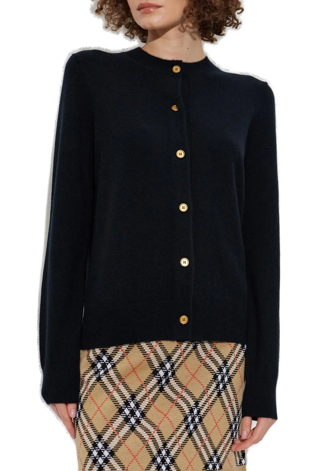 Crewneck Knitted Buttoned Cardigan