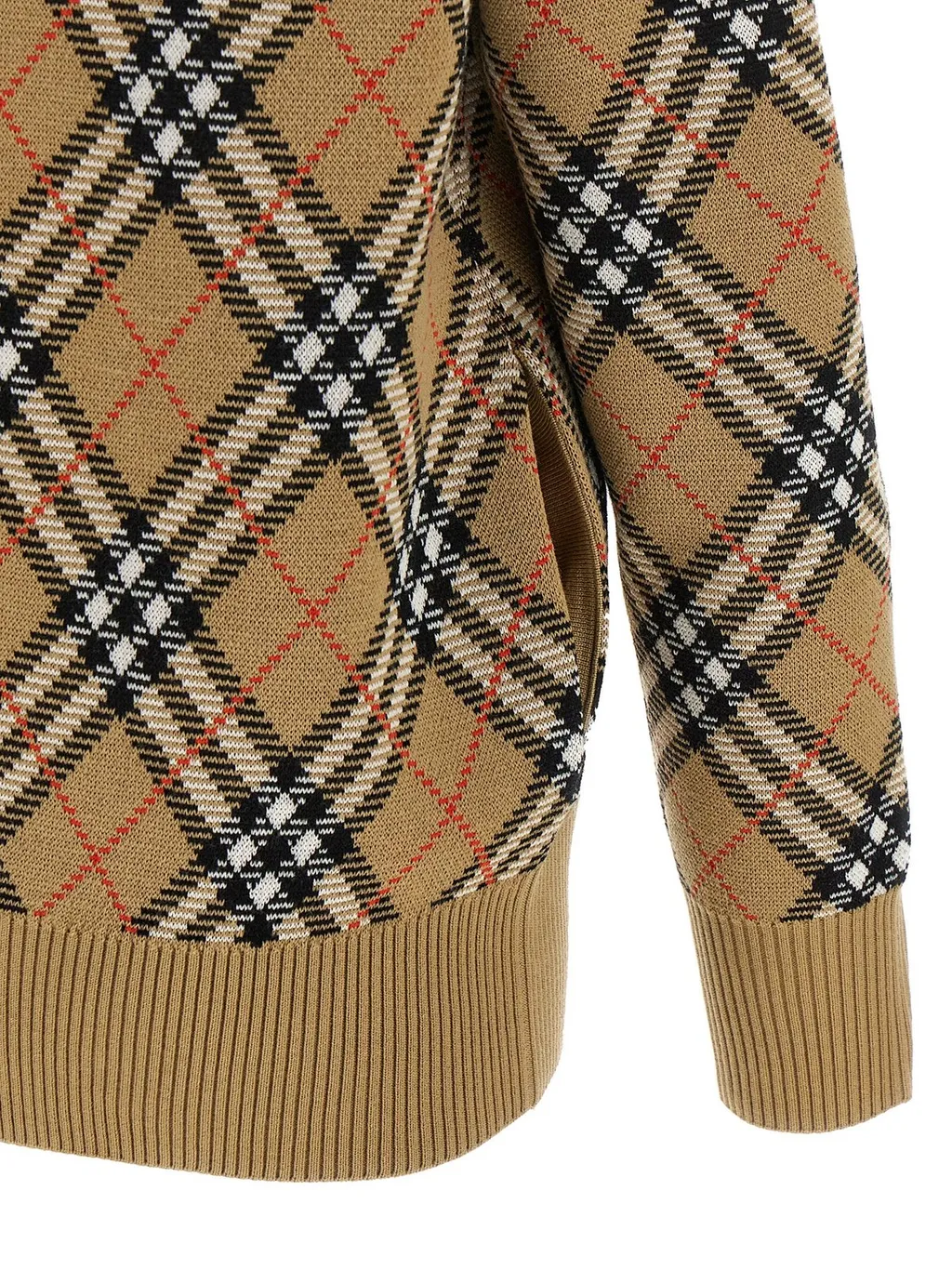 Checked Button-Up Knitted Cardigan