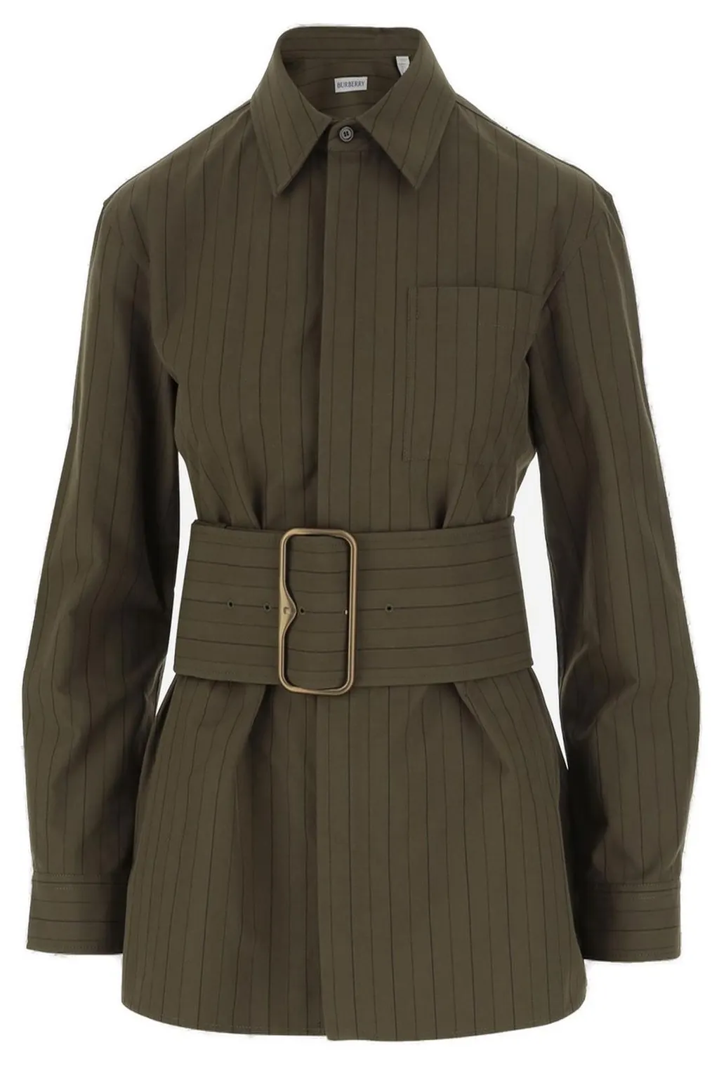 Striped Belted Waist Shirt