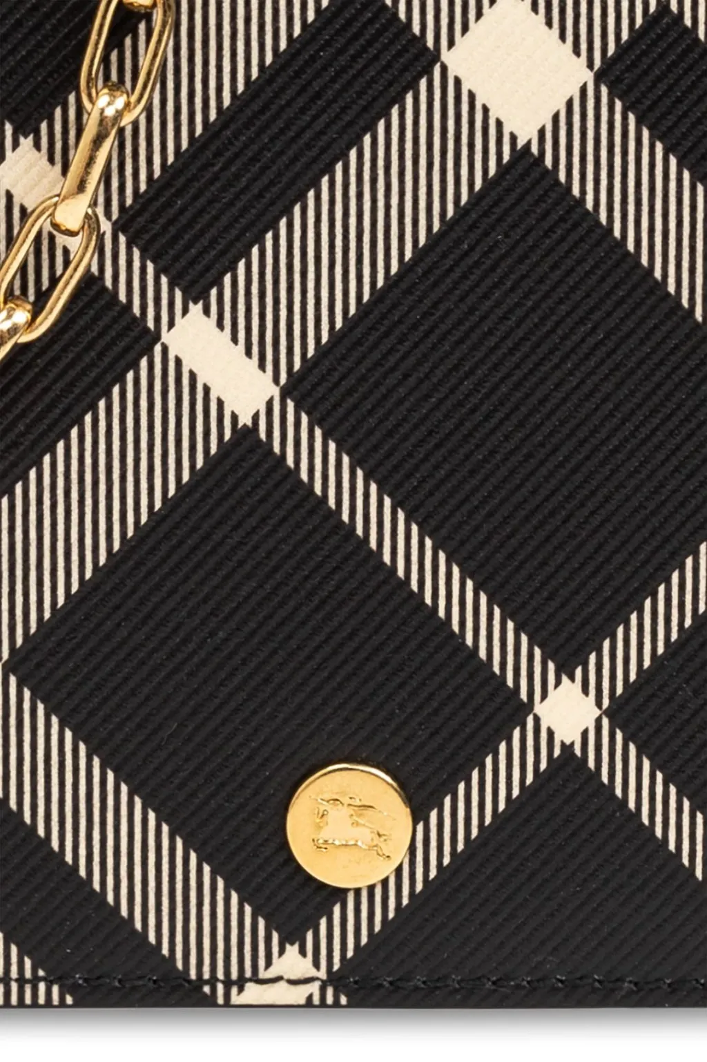 Mini Check-Printed Chain Strap Wallet