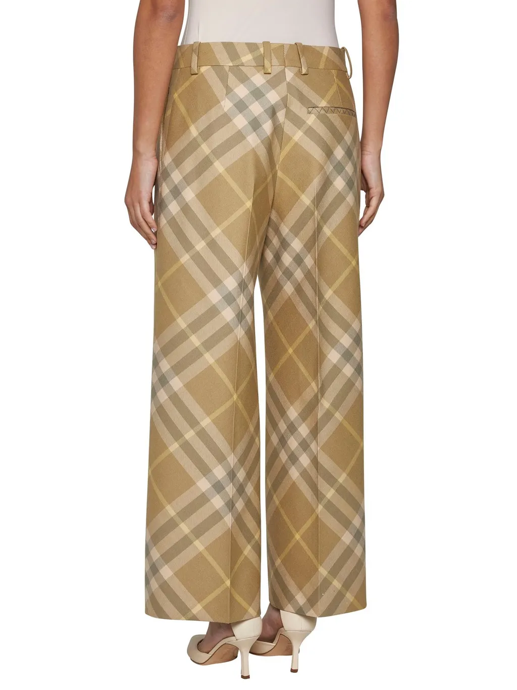 Check-Printed Straight-Leg Tailored Trousers