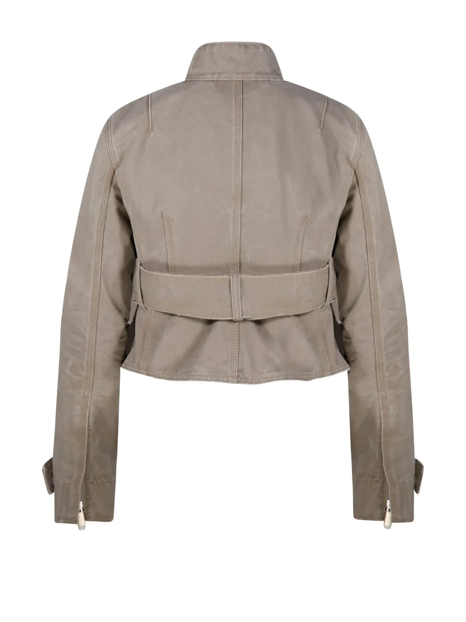 Logo Embroidered Belted Waist Jacket