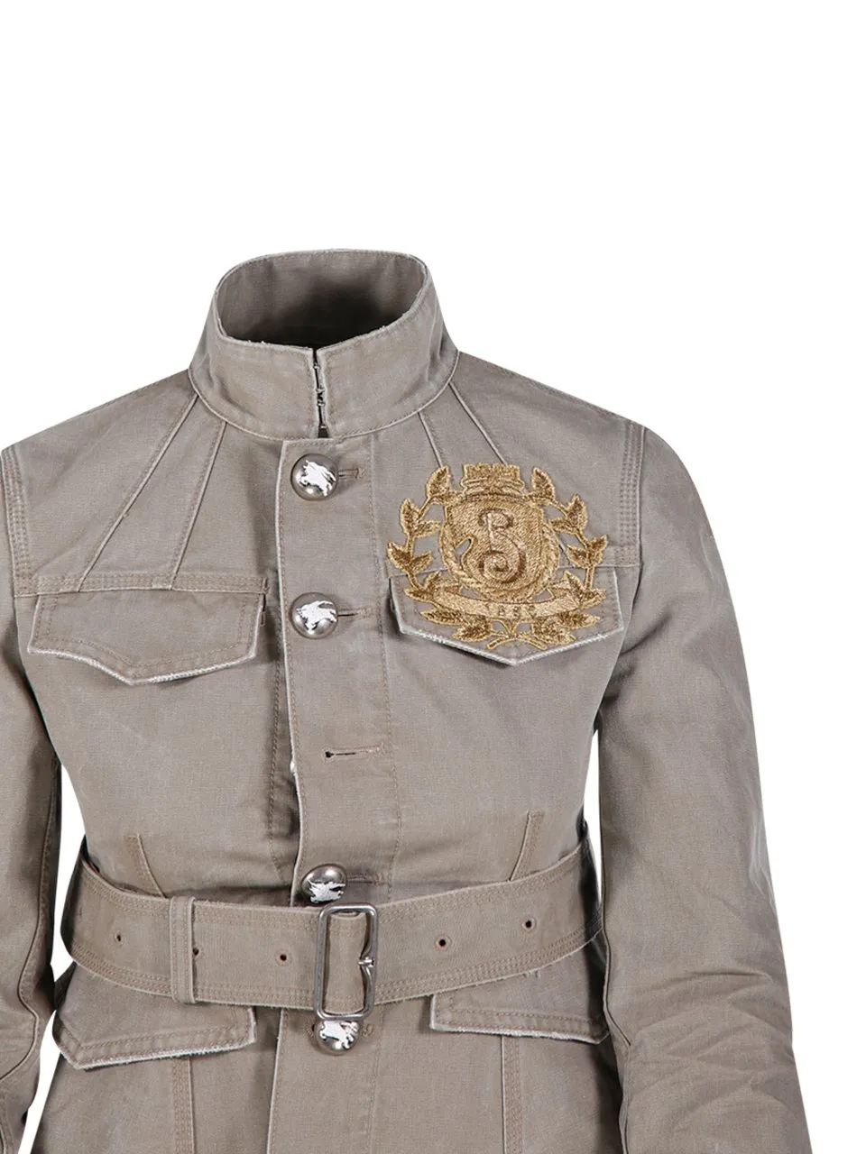 Logo Embroidered Belted Waist Jacket