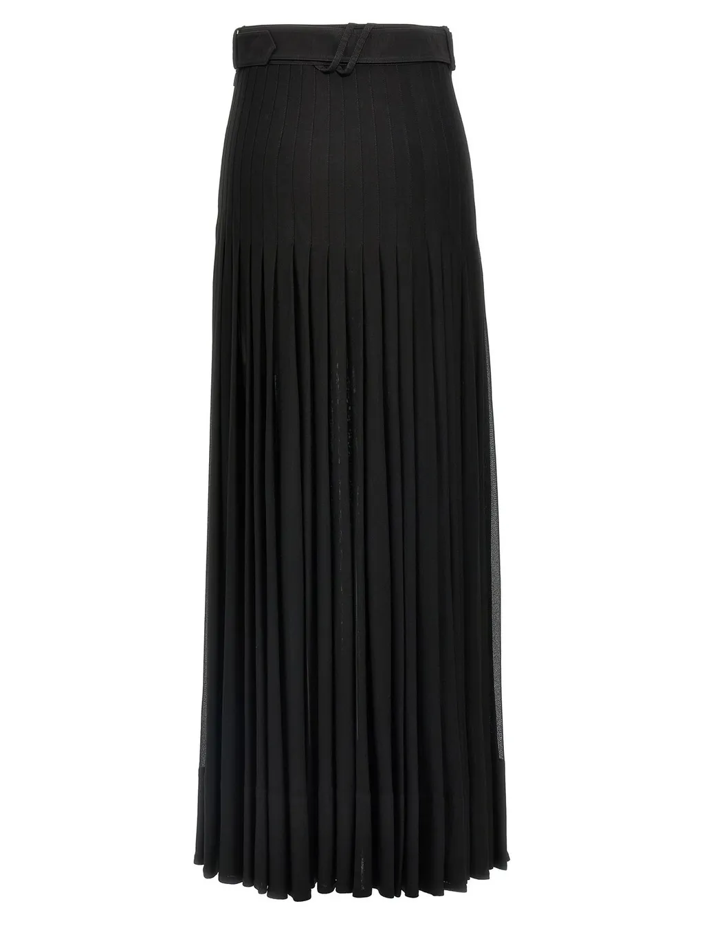 Pleated Belted Maxi Skirt