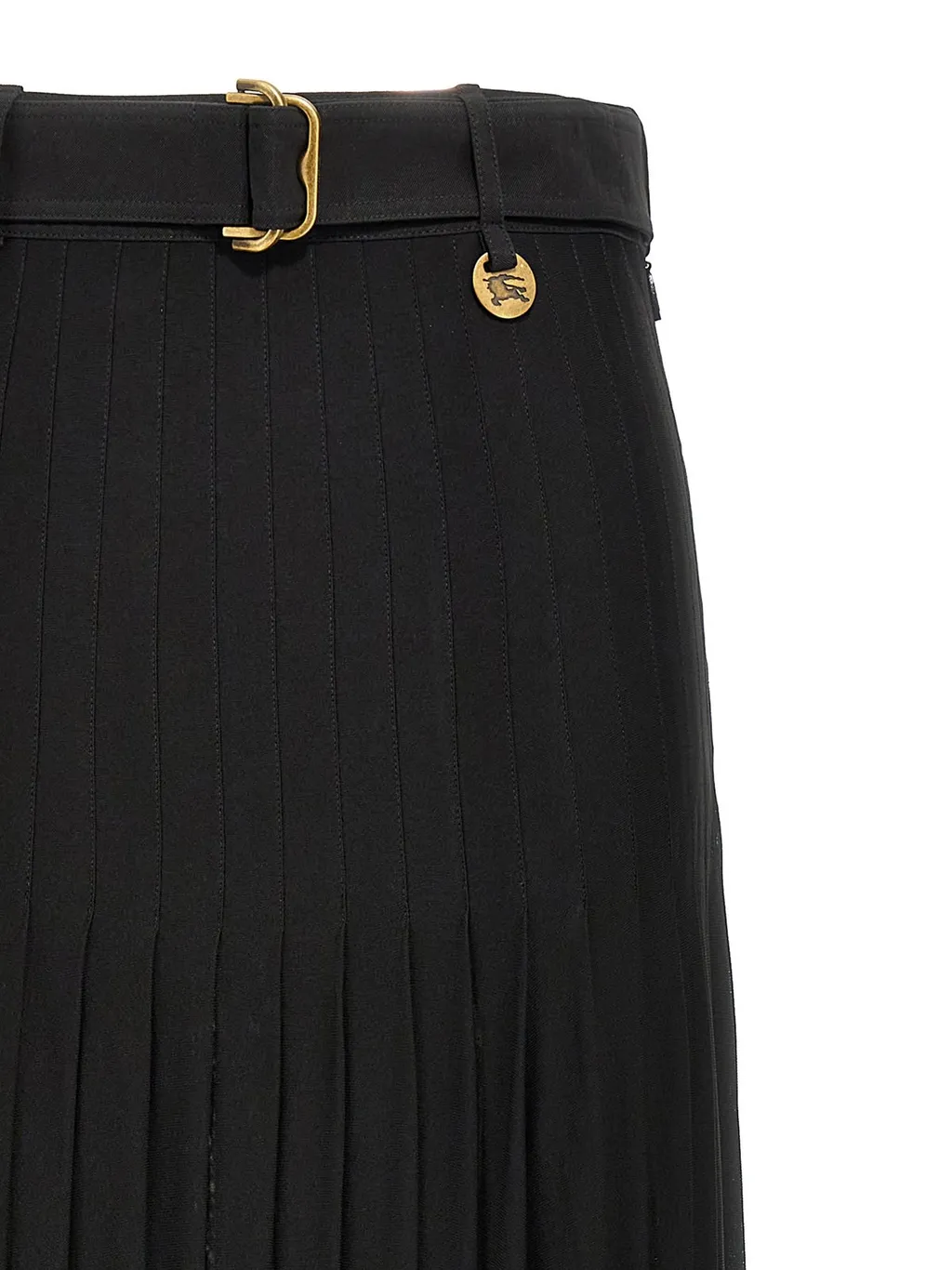 Pleated Belted Maxi Skirt