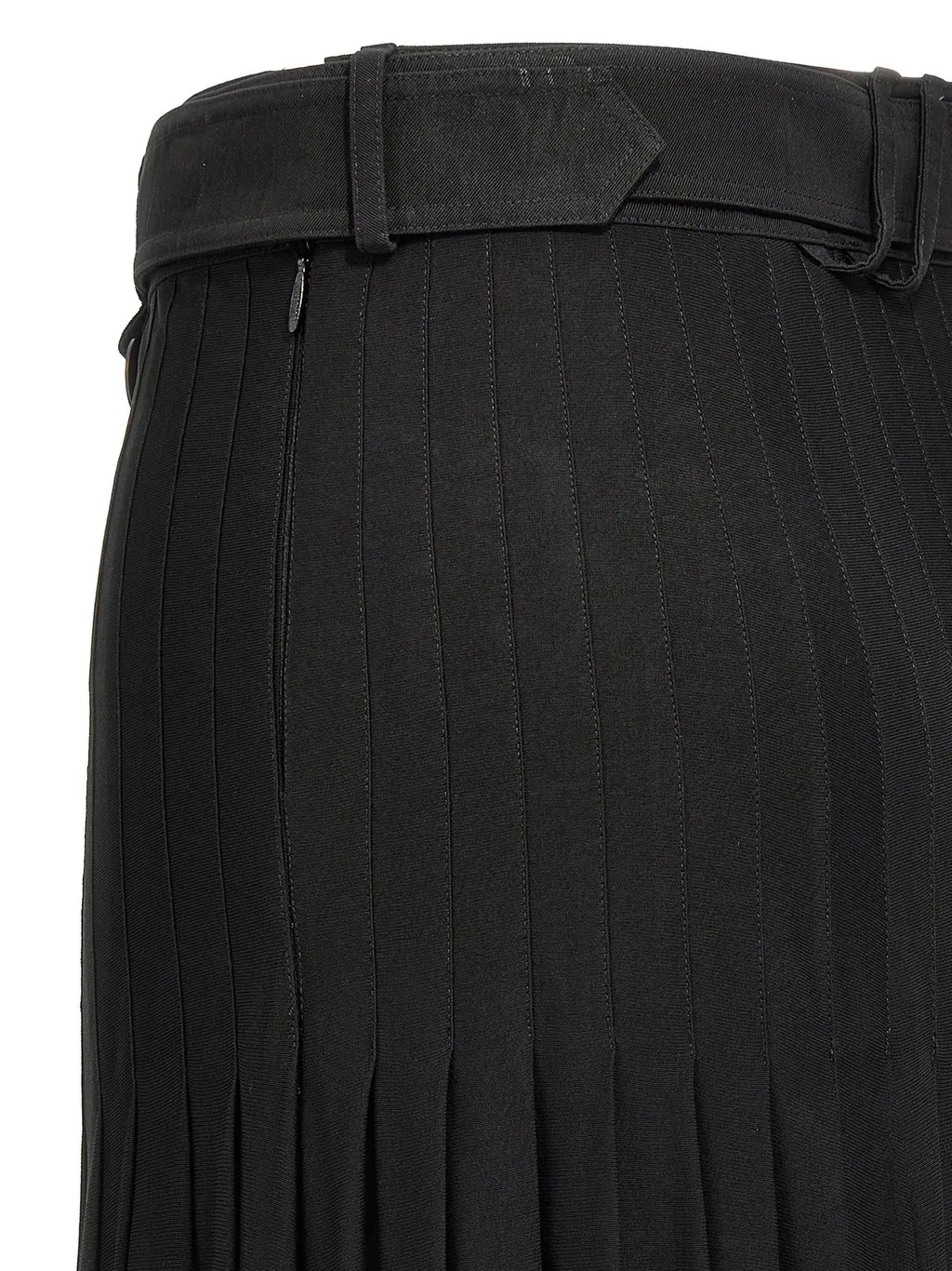 Pleated Belted Maxi Skirt