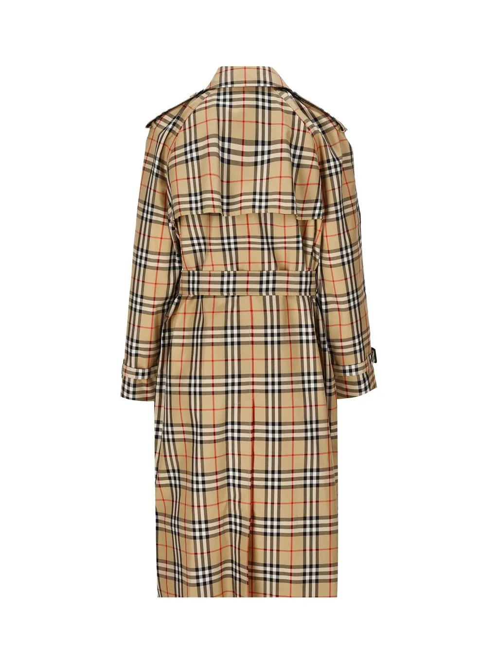 Vintage Check-Printed Belted Trench Coat