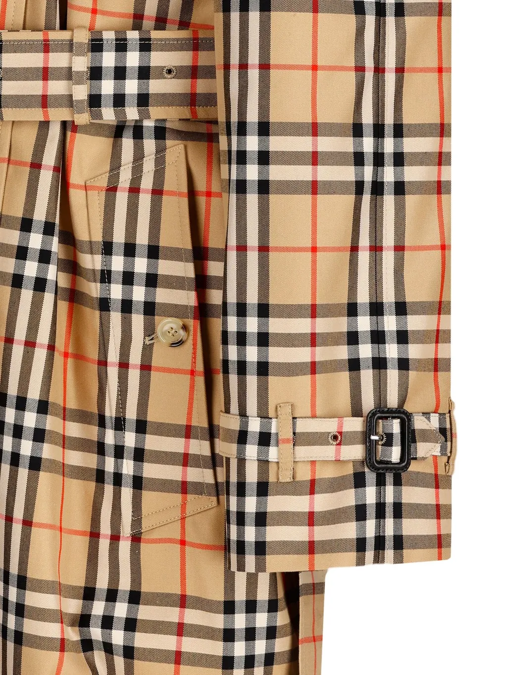 Vintage Check-Printed Belted Trench Coat