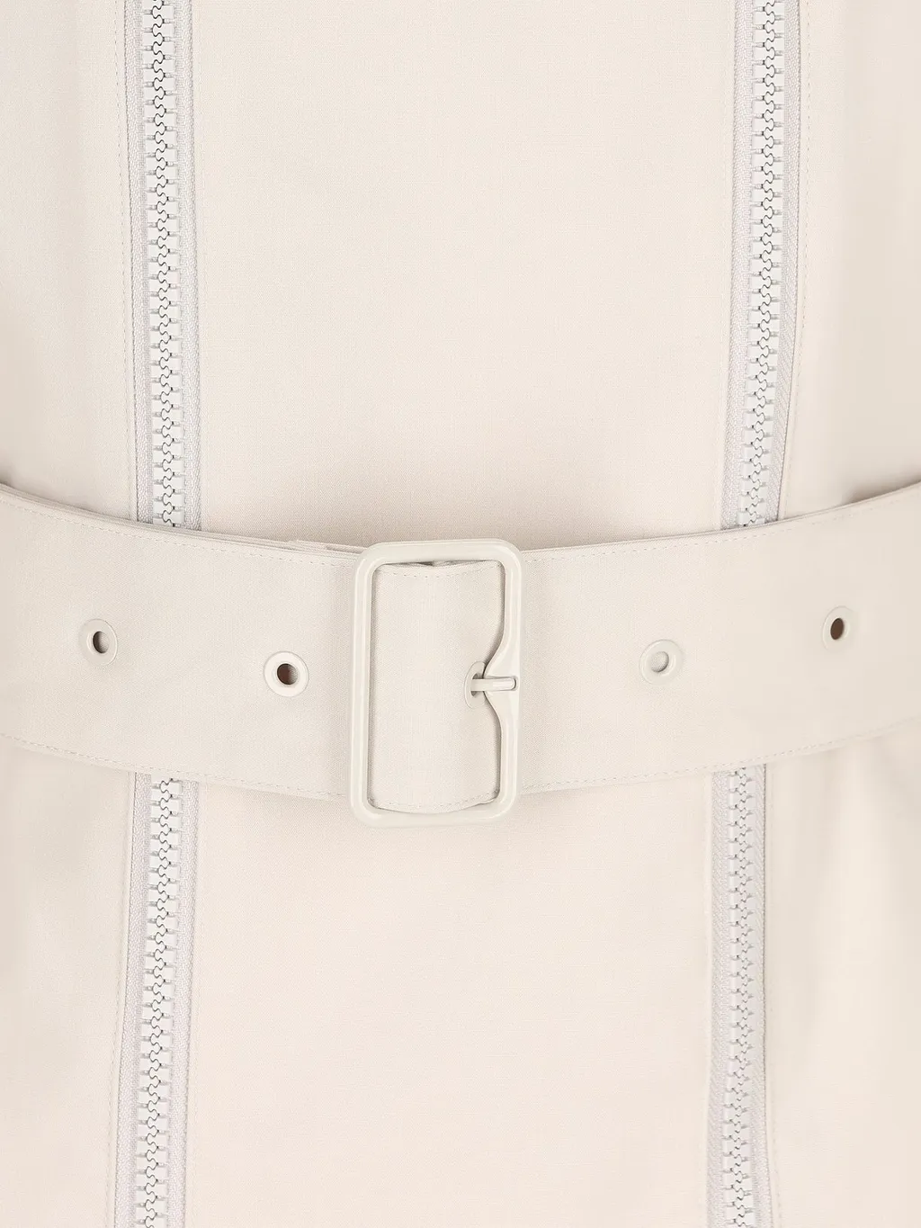 Belted Waist Zipped Trench Coat