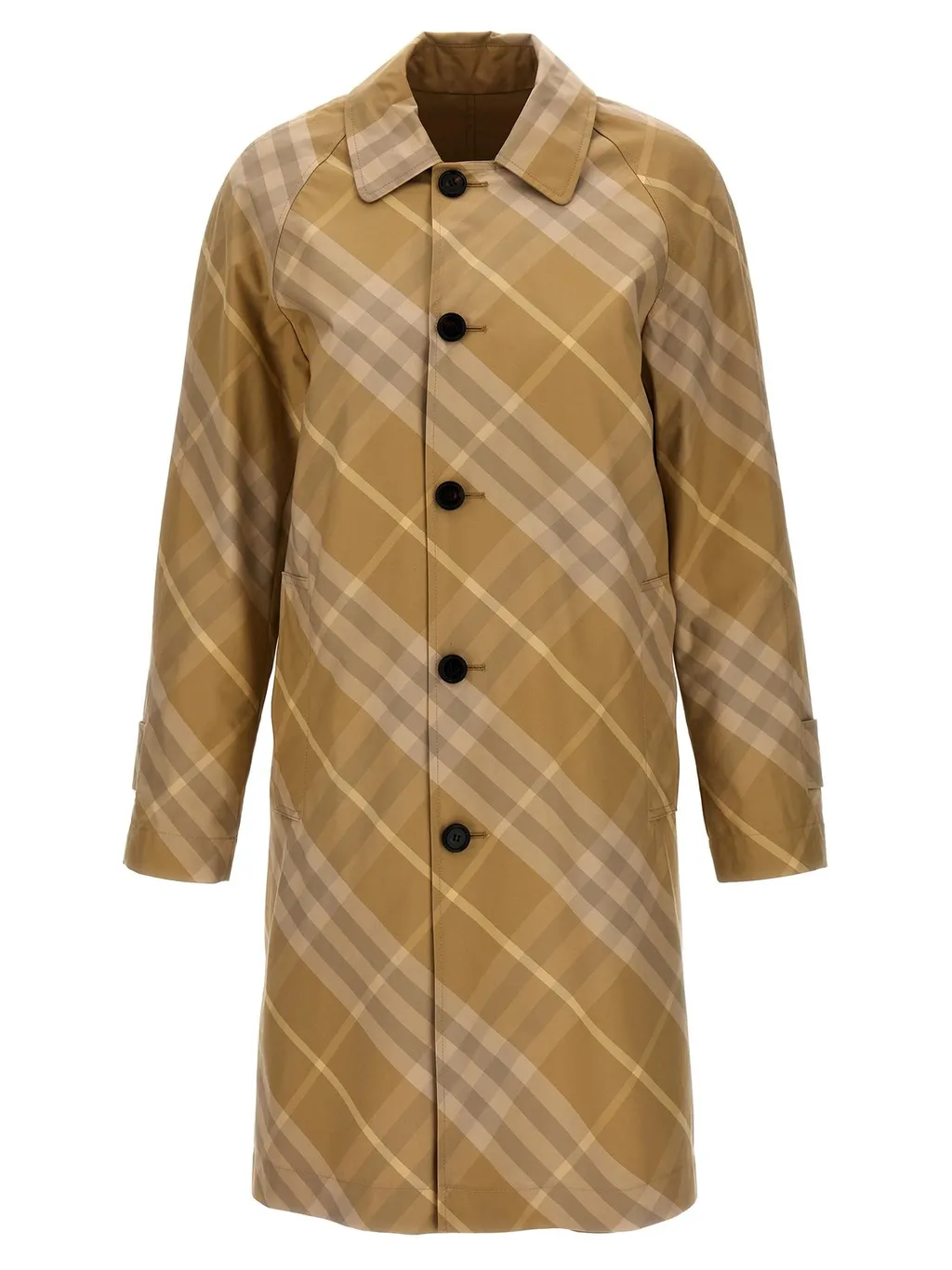 Reversible Check-Printed Buttoned Car Coat