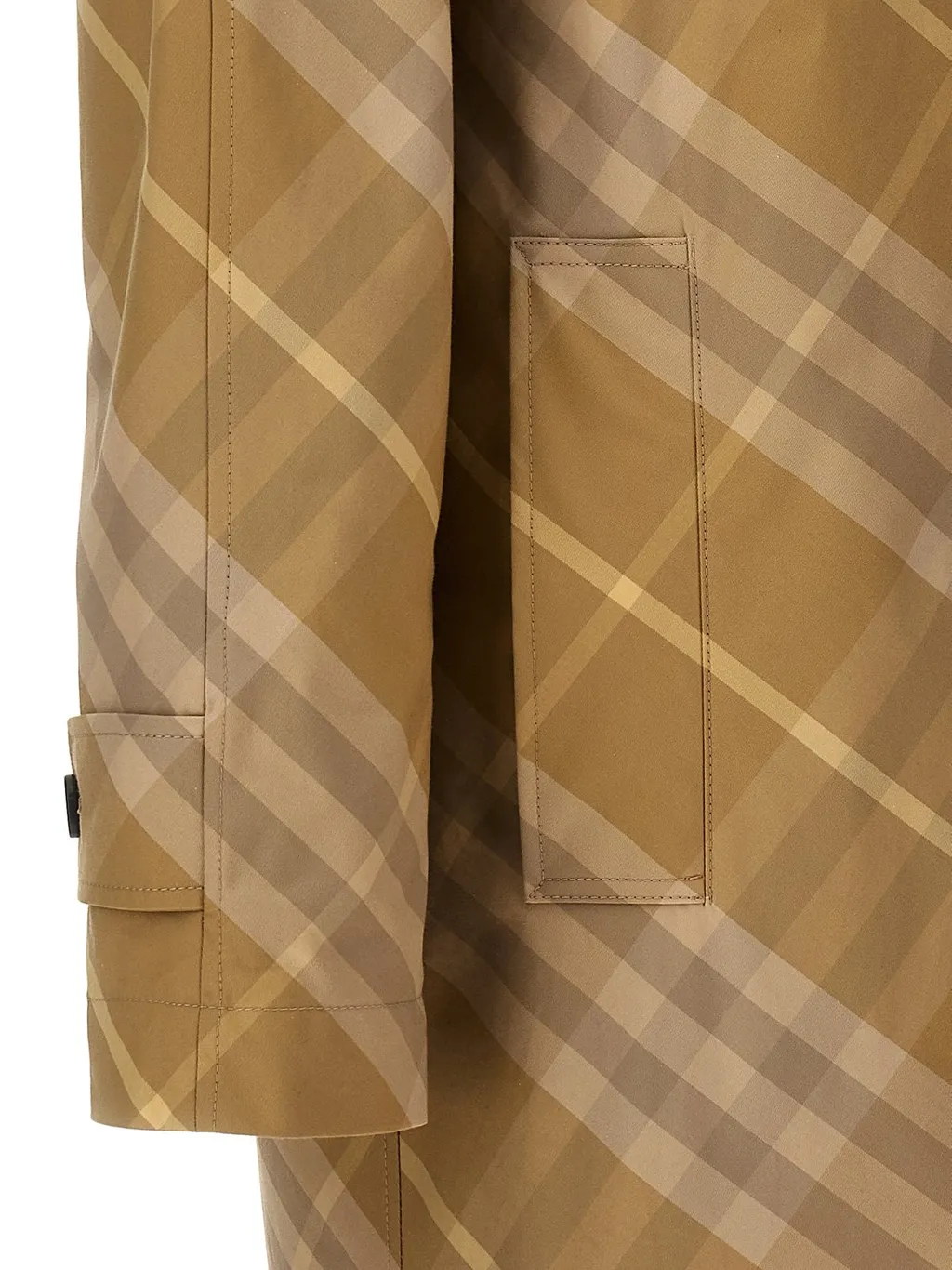 Reversible Check-Printed Buttoned Car Coat