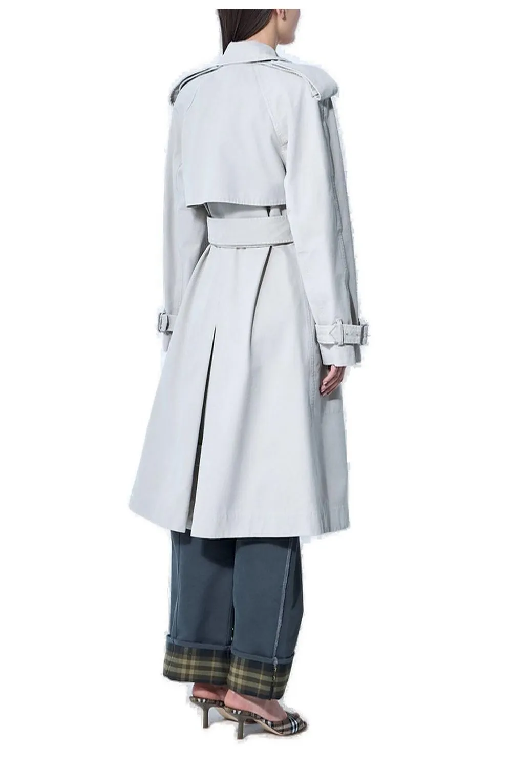 Double Breasted Belted Long Trench Coat