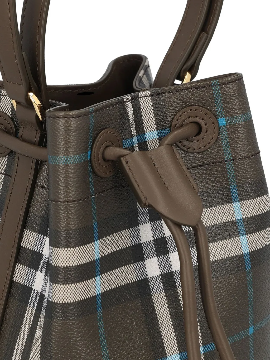 Checked Drawstring Bucket Bag