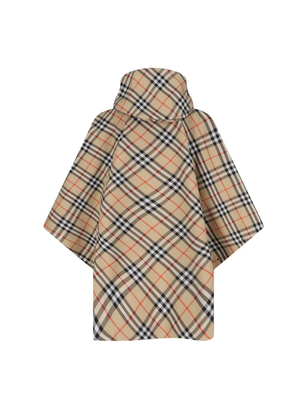 Checked Hooded Drawstring Cape
