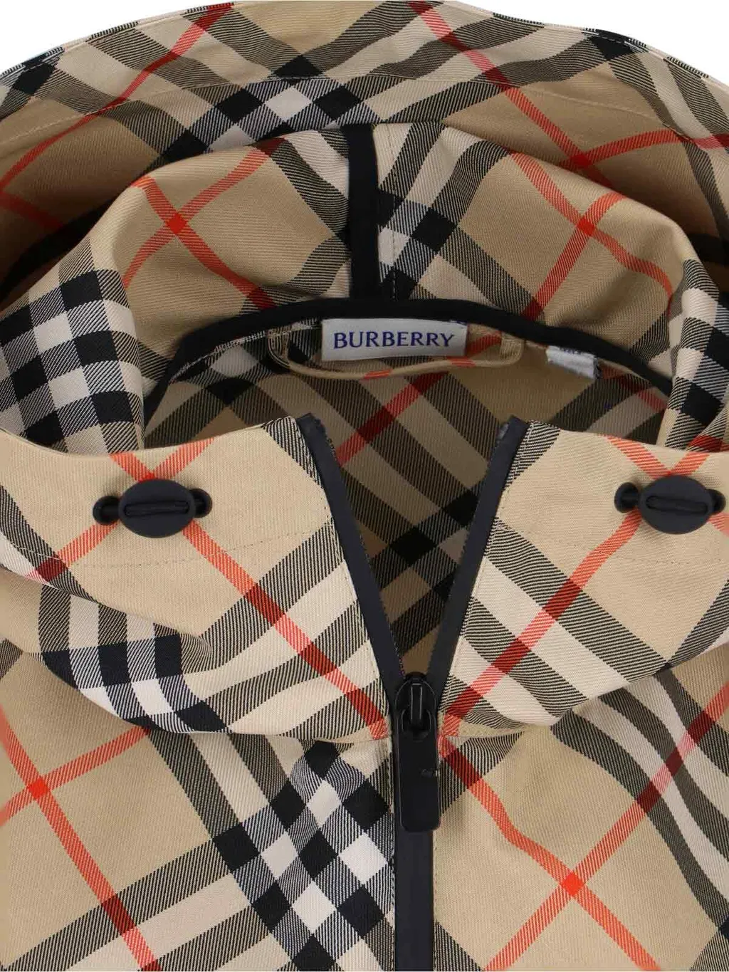 Checked Hooded Drawstring Cape